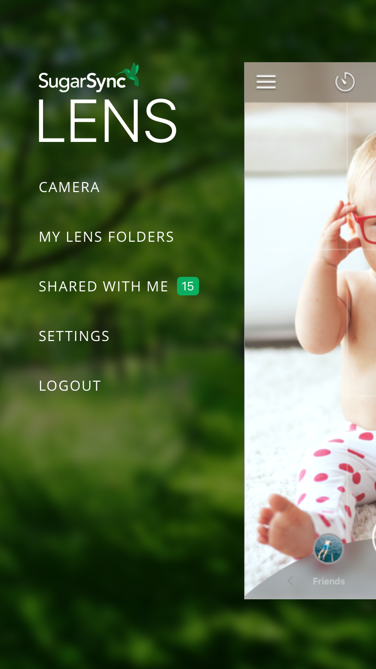 The navigation drawer behind the lens experience.