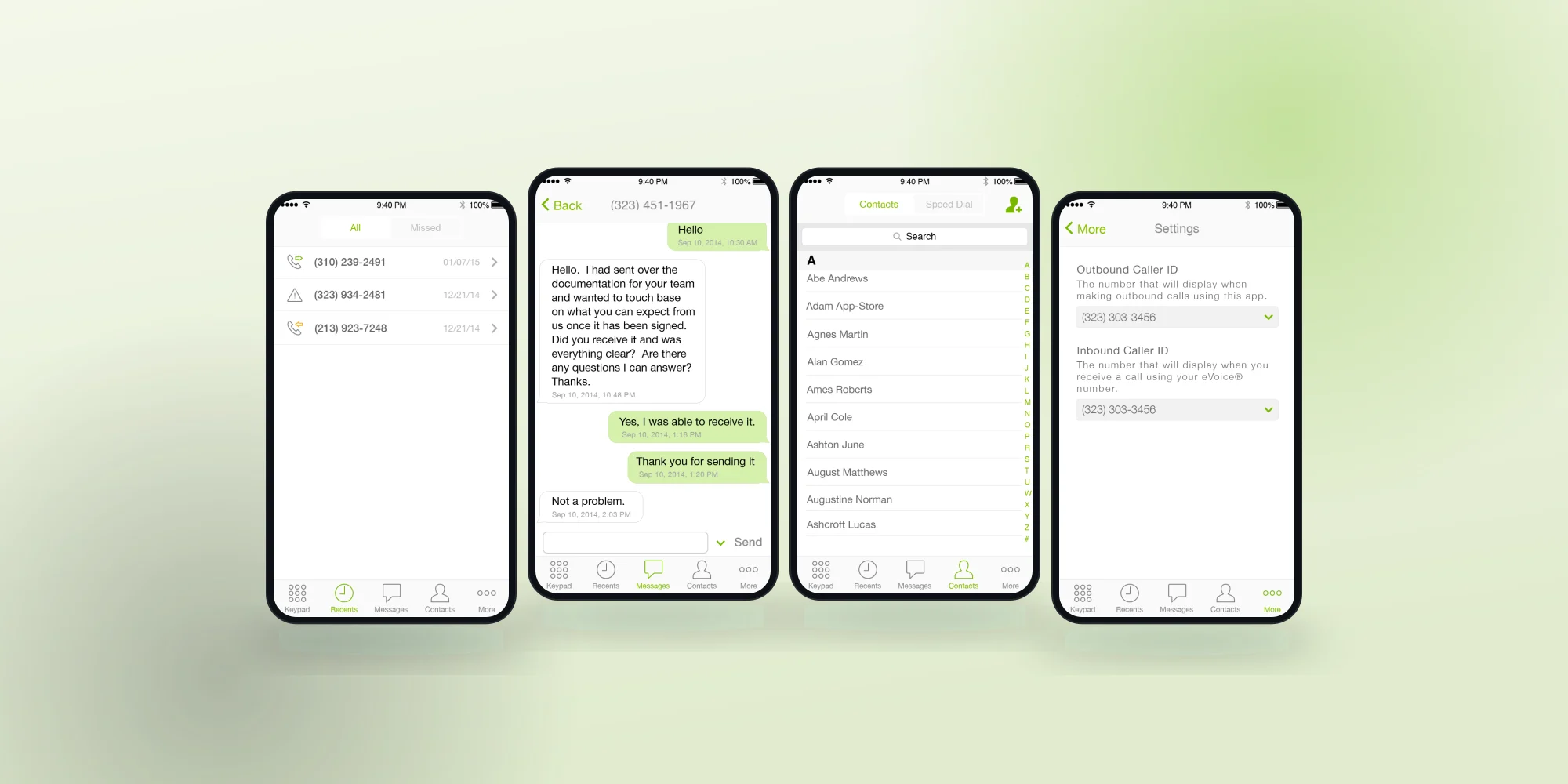 The core app brought up to current platform guidelines: recents, messages, contacts and settings.