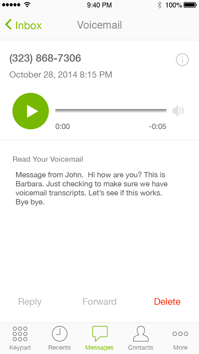 Voicemail with full transcription.